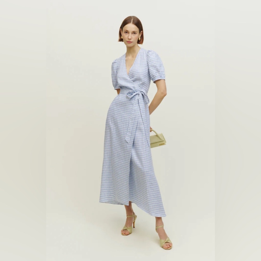 Reformation Weiss Linen Wrap Dress